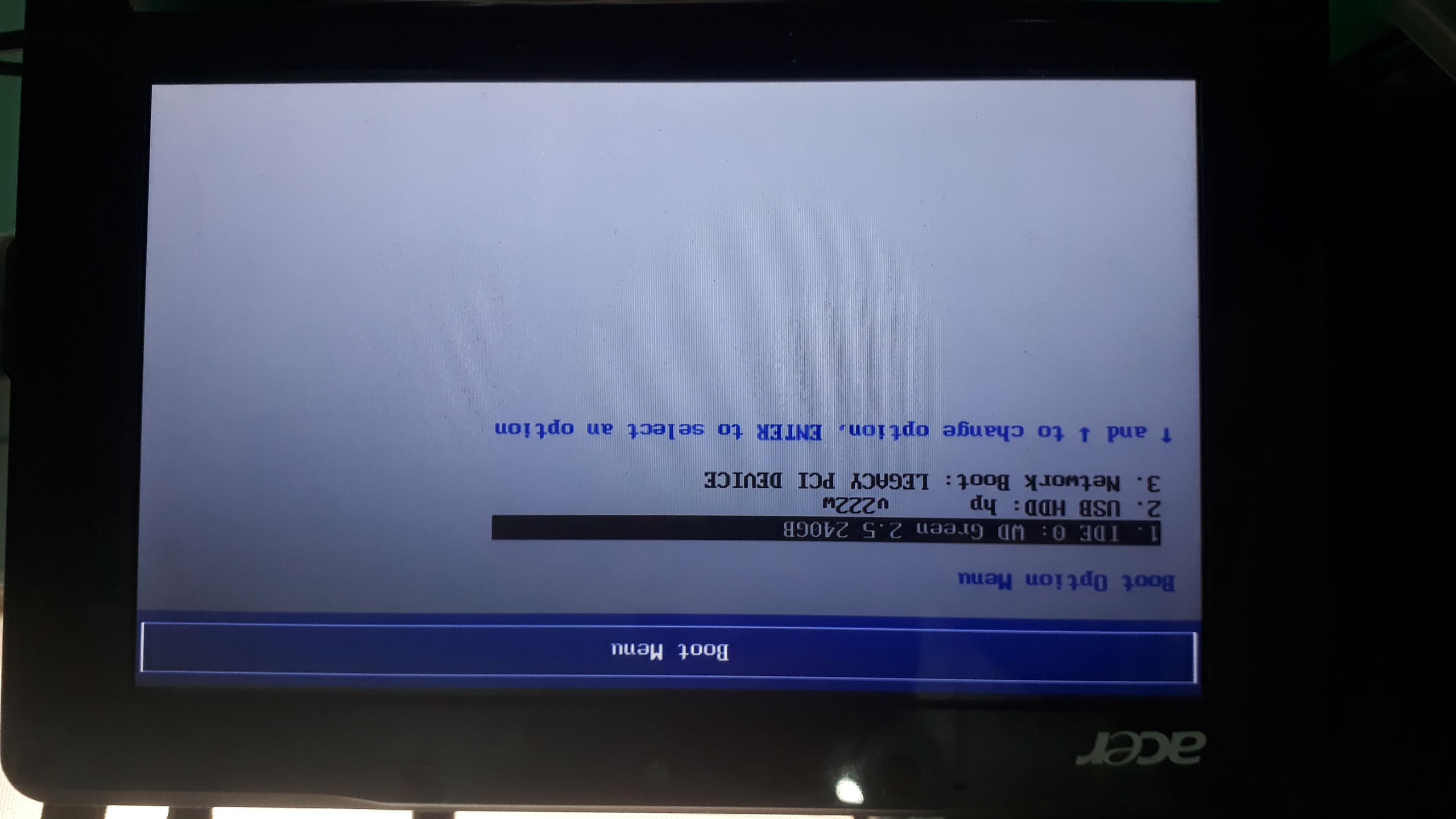BIOS boot menu example